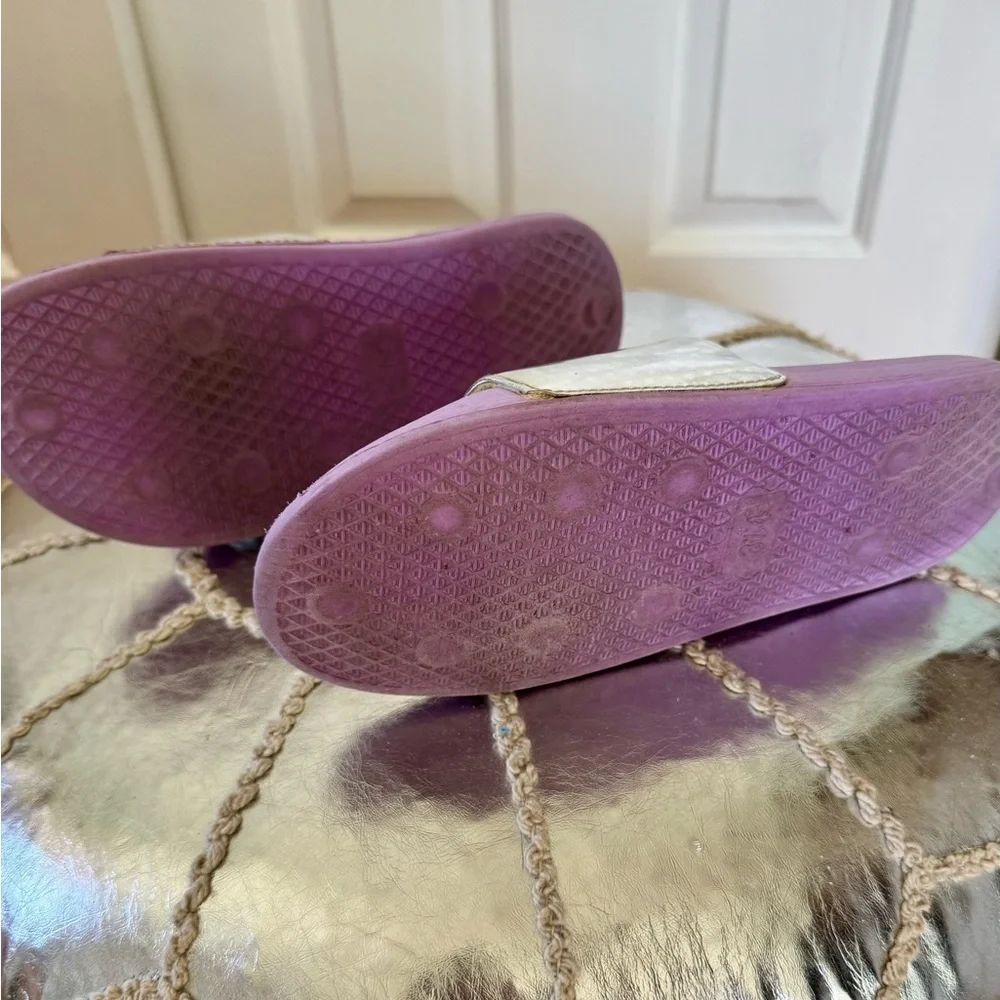 Rainbow is my favorite color purple & silver kids slides size 3/4